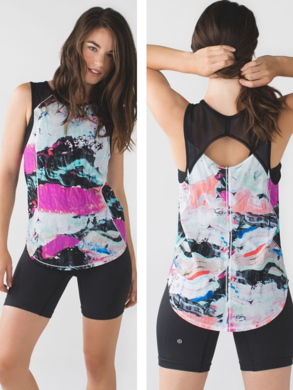 Lululemon Sculpt Tank Lycra In Pigment Wave Multi / Black